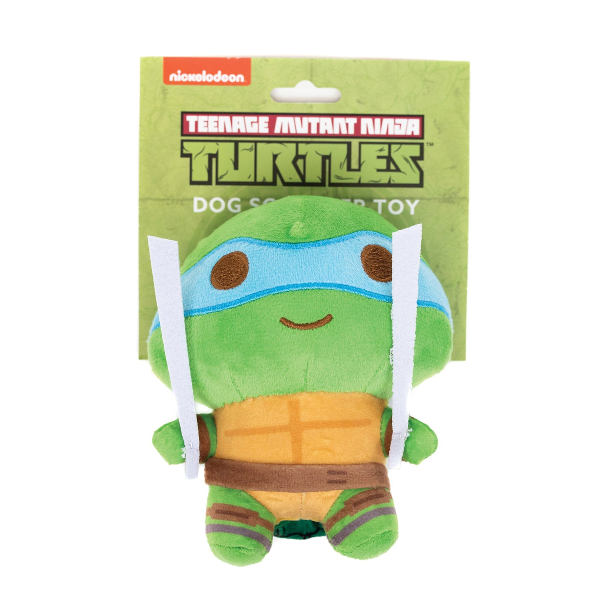 Dog Toy Squeaker Plush - Teenage Mutant Ninja Turtles Leonardo Full Body Sword Pose Blue 