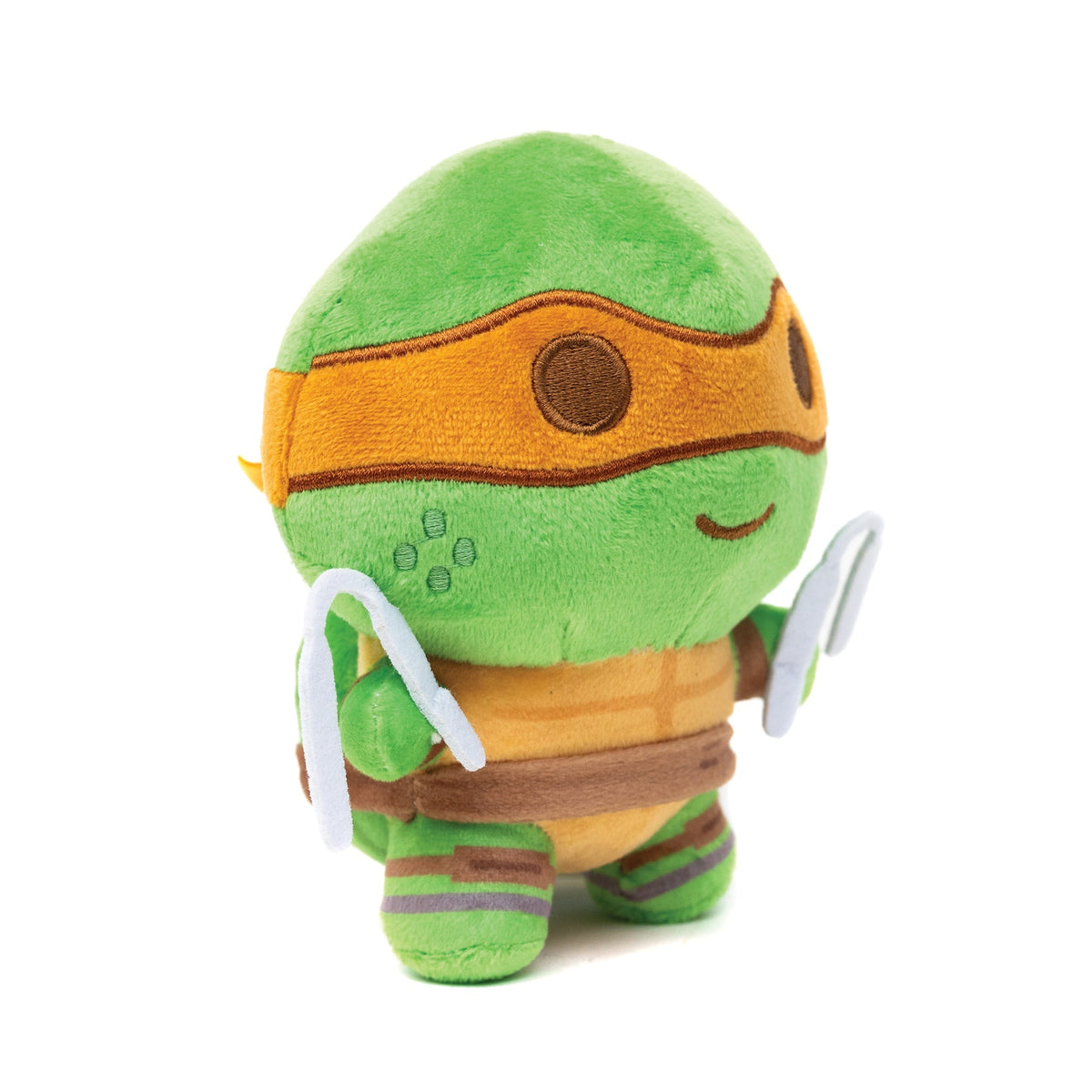 Dog Toy Squeaker Plush - Teenage Mutant Ninja Turtles Michelangelo Full Body Nunchucks Pose Orange 