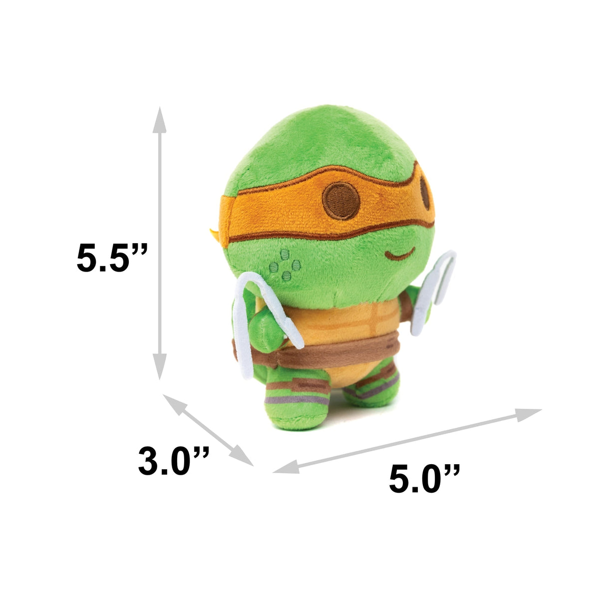 Dog Toy Squeaker Plush - Teenage Mutant Ninja Turtles Michelangelo Full Body Nunchucks Pose Orange 