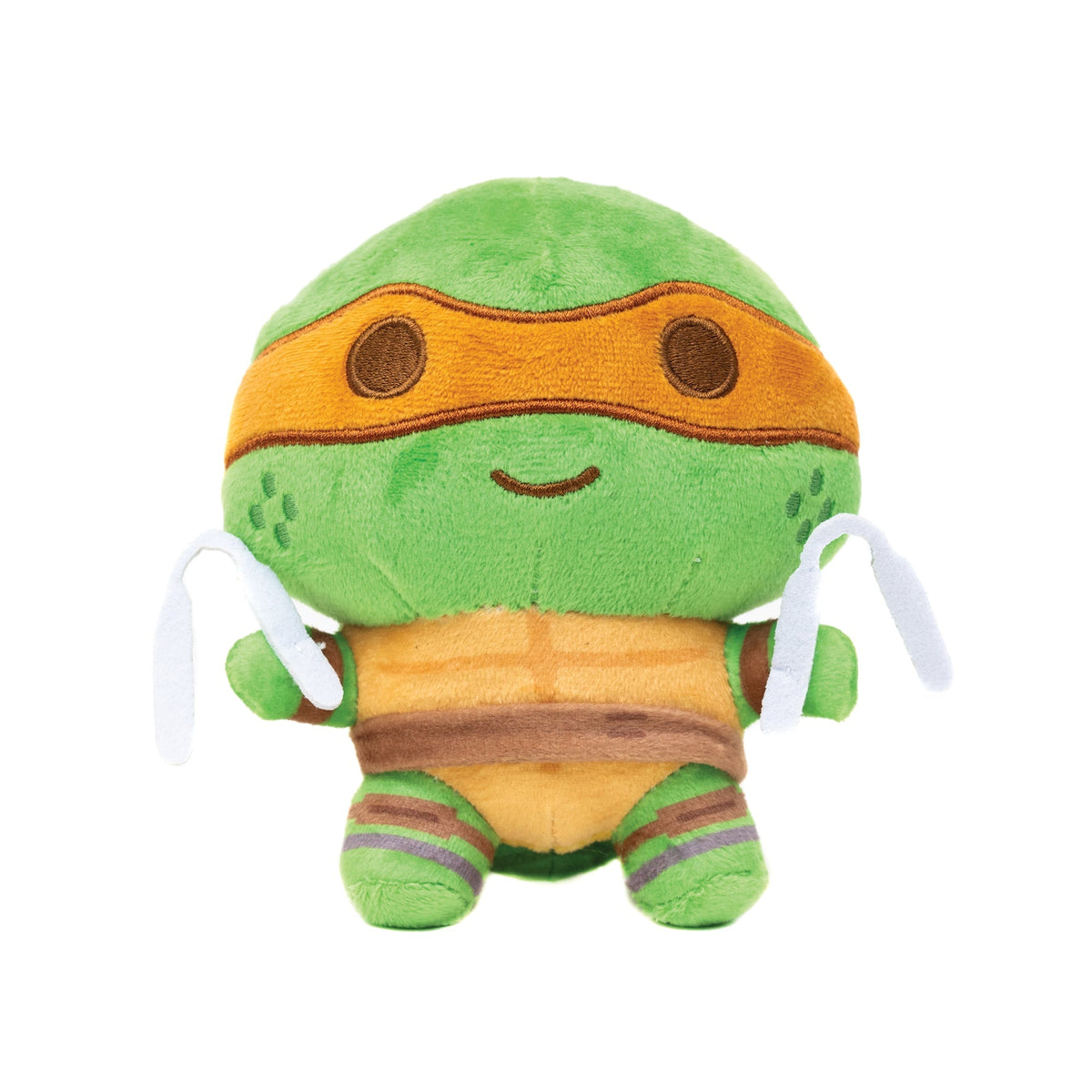 Dog Toy Squeaker Plush - Teenage Mutant Ninja Turtles Michelangelo Full Body Nunchucks Pose Orange 