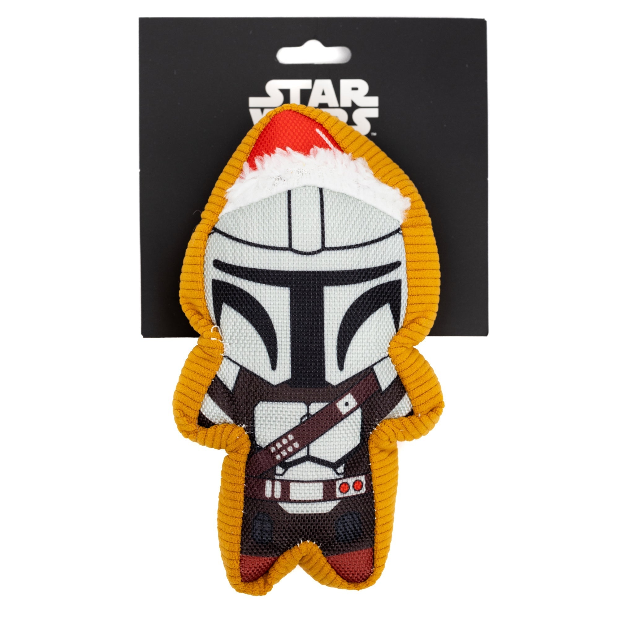 Dog Toy Squeaker Plush - Star Wars Holiday Mandalorian Santa Cookie Replica 