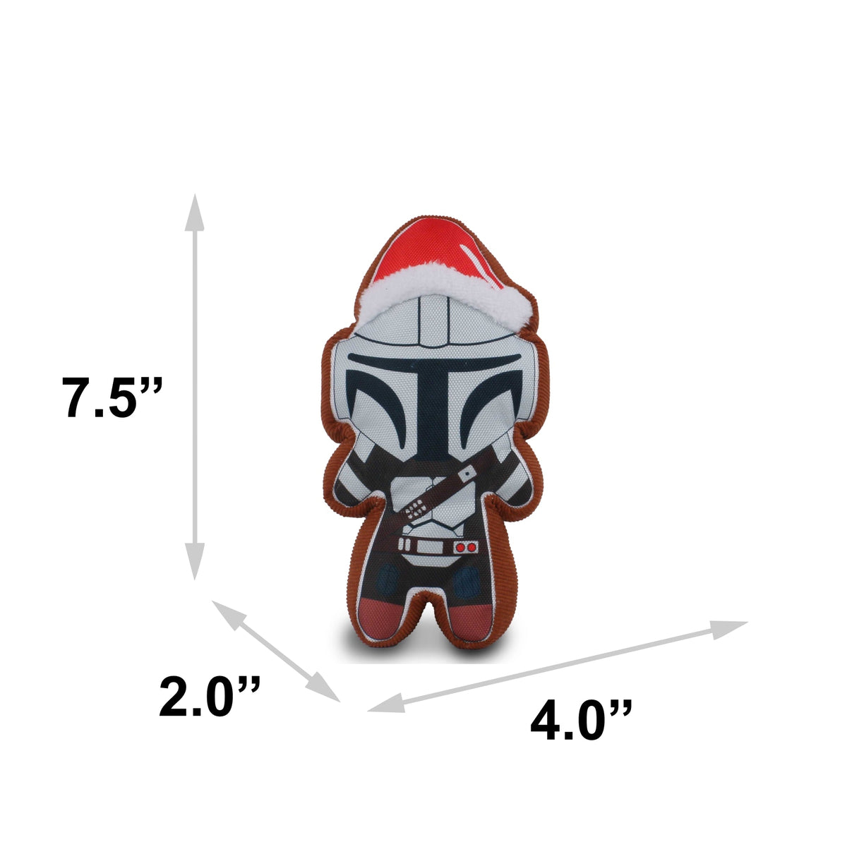 Dog Toy Squeaker Plush - Star Wars Holiday Mandalorian Santa Cookie Replica 