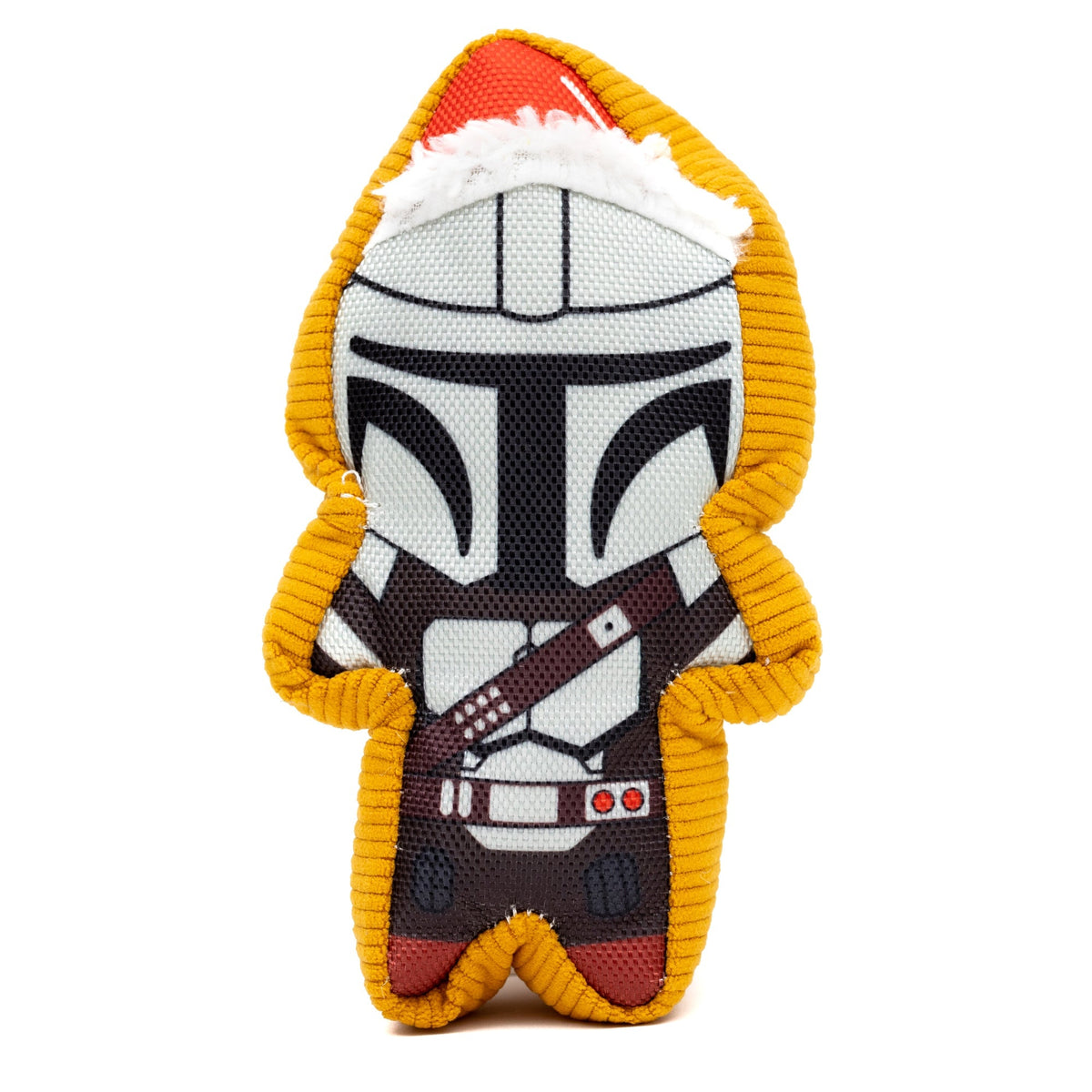 Dog Toy Squeaker Plush - Star Wars Holiday Mandalorian Santa Cookie Replica 