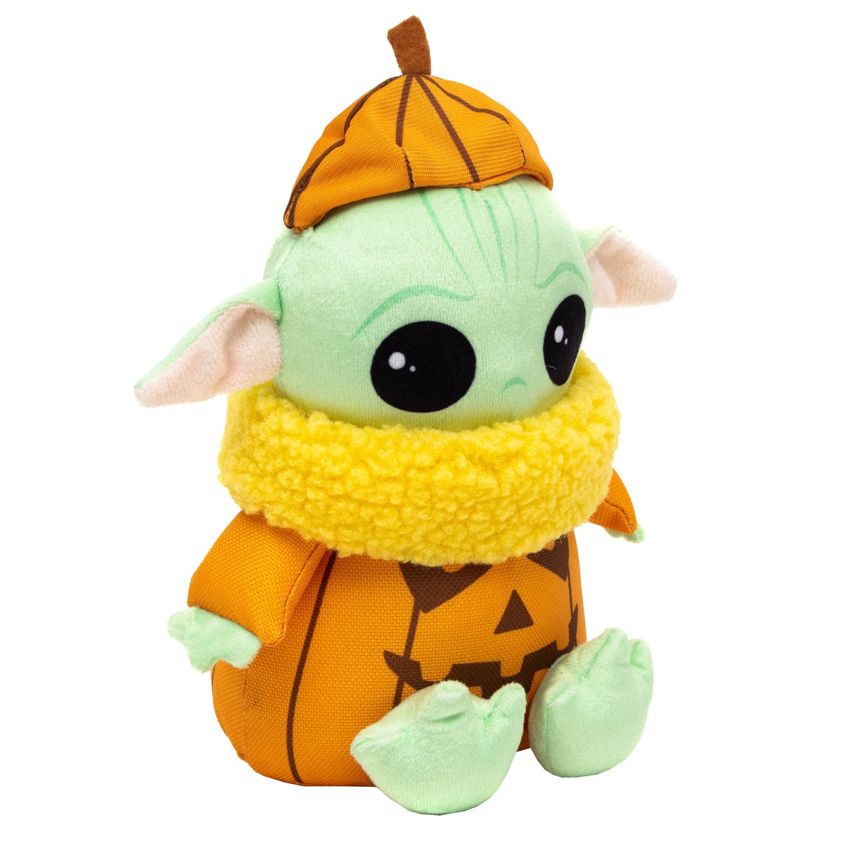 Dog Toy Squeaker Plush - Star Wars Halloween Grogu Pumpkin Sitting Pose 