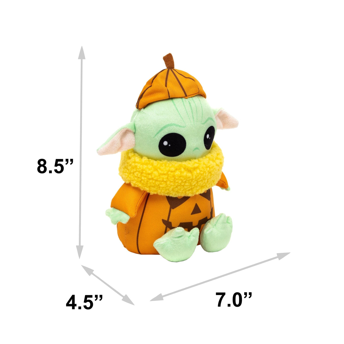 Dog Toy Squeaker Plush - Star Wars Halloween Grogu Pumpkin Sitting Pose 