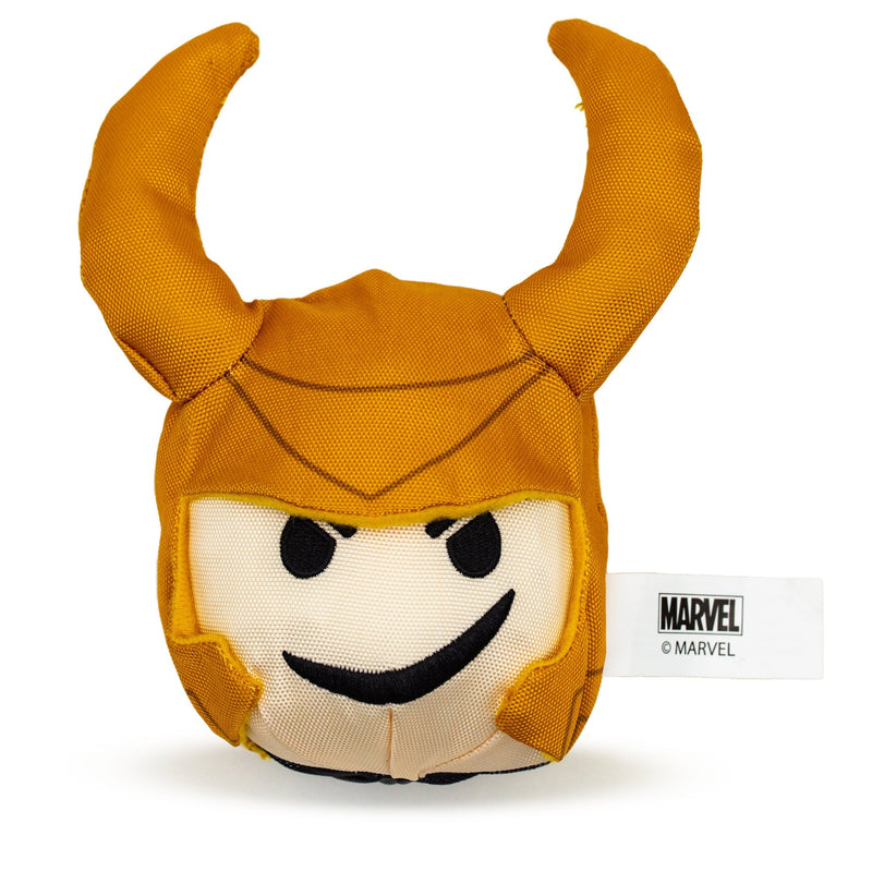 Dog Toy Squeaker Plush - Loki Smirking Face Round 