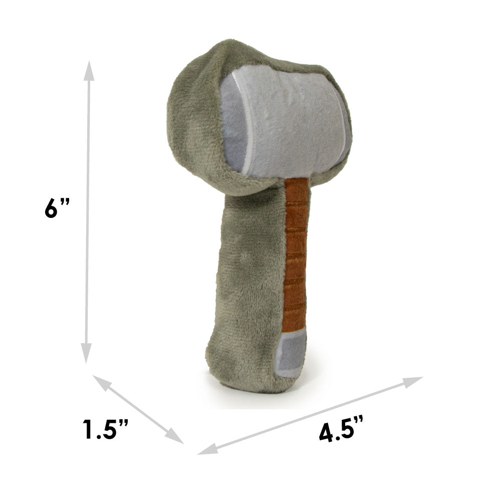 Dog Toy Squeaker Plush - Thors Hammer Grays Browns