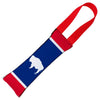 Dog Toy Squeaky Tug Toy - Wyoming Flags Bison Silhouette - RED Handle Webbing