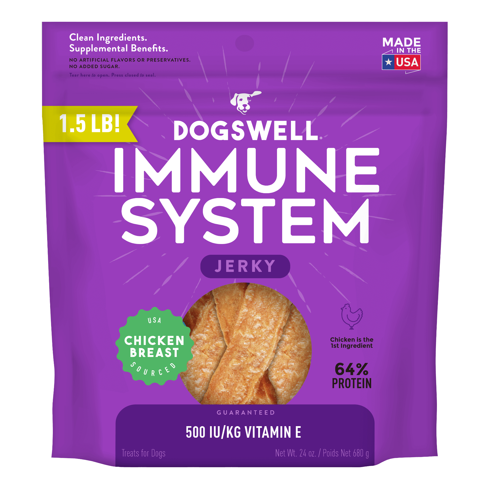 Dogswell Immune System Jerky Treats, Chicken Breast (24oz)