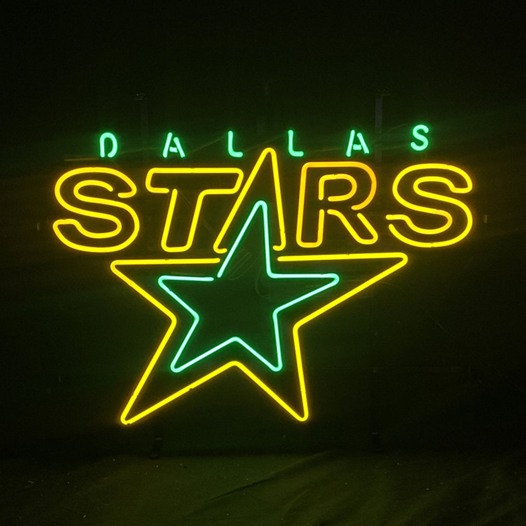 Dallas Stars Hockey Logo Real Glass Neon Sign