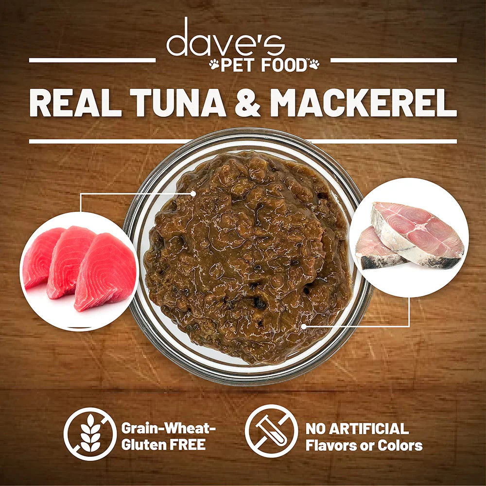 Daves Naturally Healthy Grain Free Grilled Tuna & Mackerel Dinner In Gravy Wet Cat Food (5.5oz)