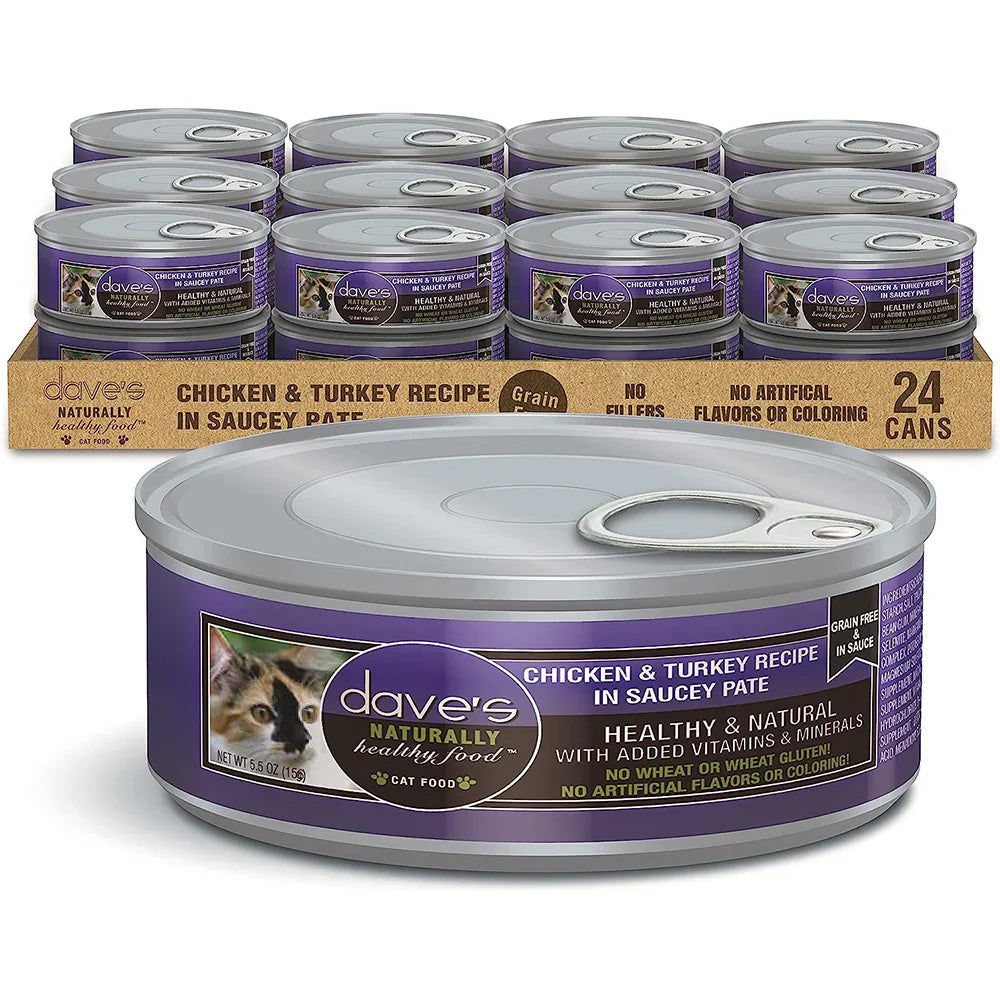 Daves Chicken & Turkey Recipe in Saucey Pat Wet Cat Food (5.5oz)