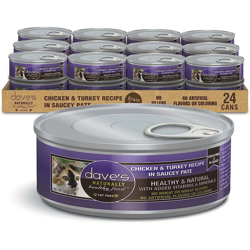 Daves Chicken & Turkey Recipe in Saucey Pat Wet Cat Food (5.5oz)