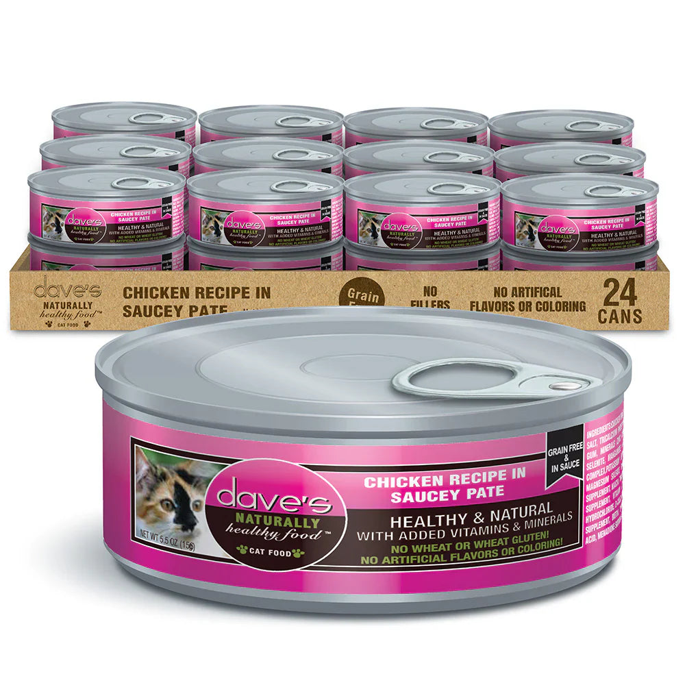 Daves Chicken Recipe in Saucey Pat Wet Cat Food (5.5oz)