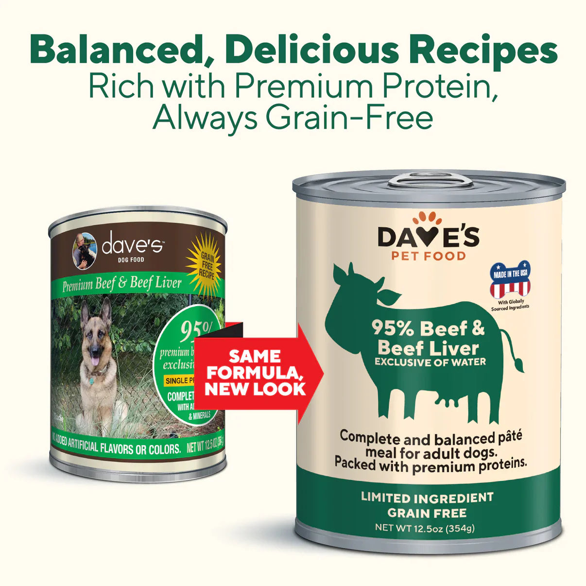Daves 95% Premium Meats Beef & Beef Liver For Dogs (12.5oz)