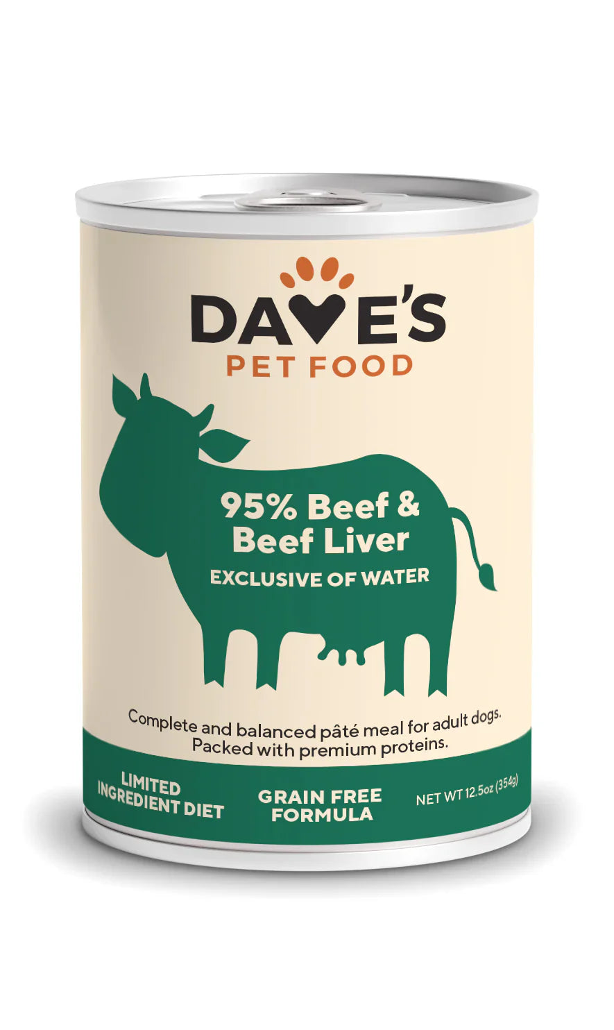 Daves 95% Premium Meats Beef & Beef Liver For Dogs (12.5oz)