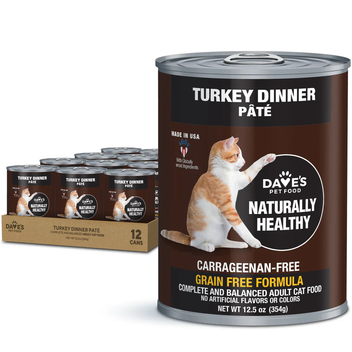 Daves Naturally Healthy Turkey Dinner Pat Wet Cat Food (12.5oz)