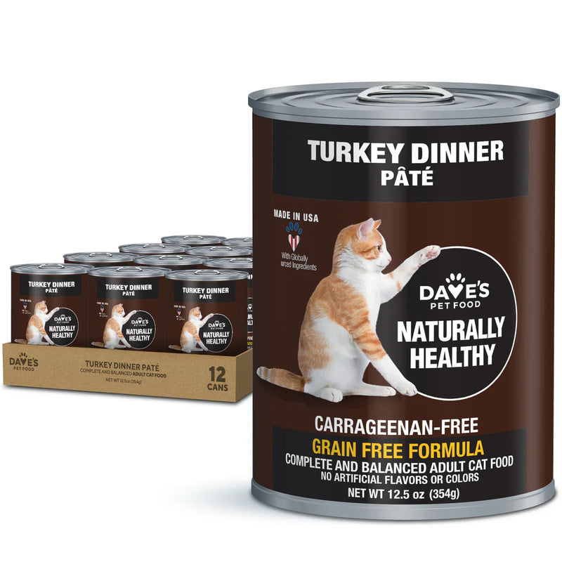 Daves Naturally Healthy Turkey Dinner Pat Wet Cat Food (12.5oz)