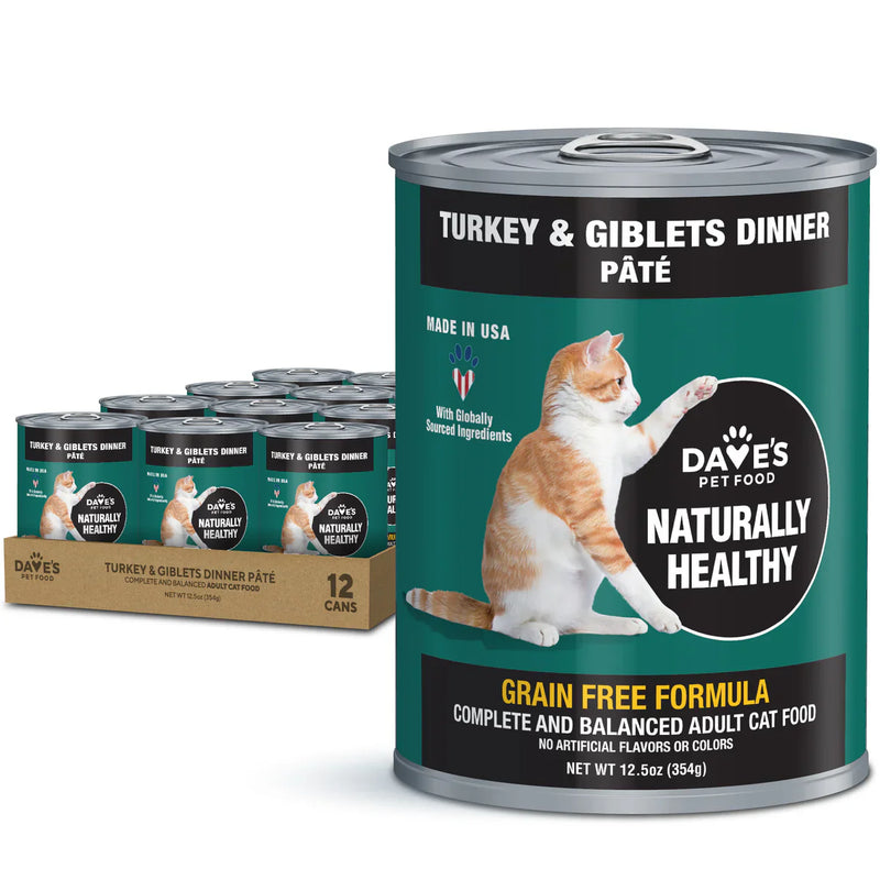 Daves Naturally Healthy Turkey & Giblets Dinner Pat Wet Cat Food (12.5oz)