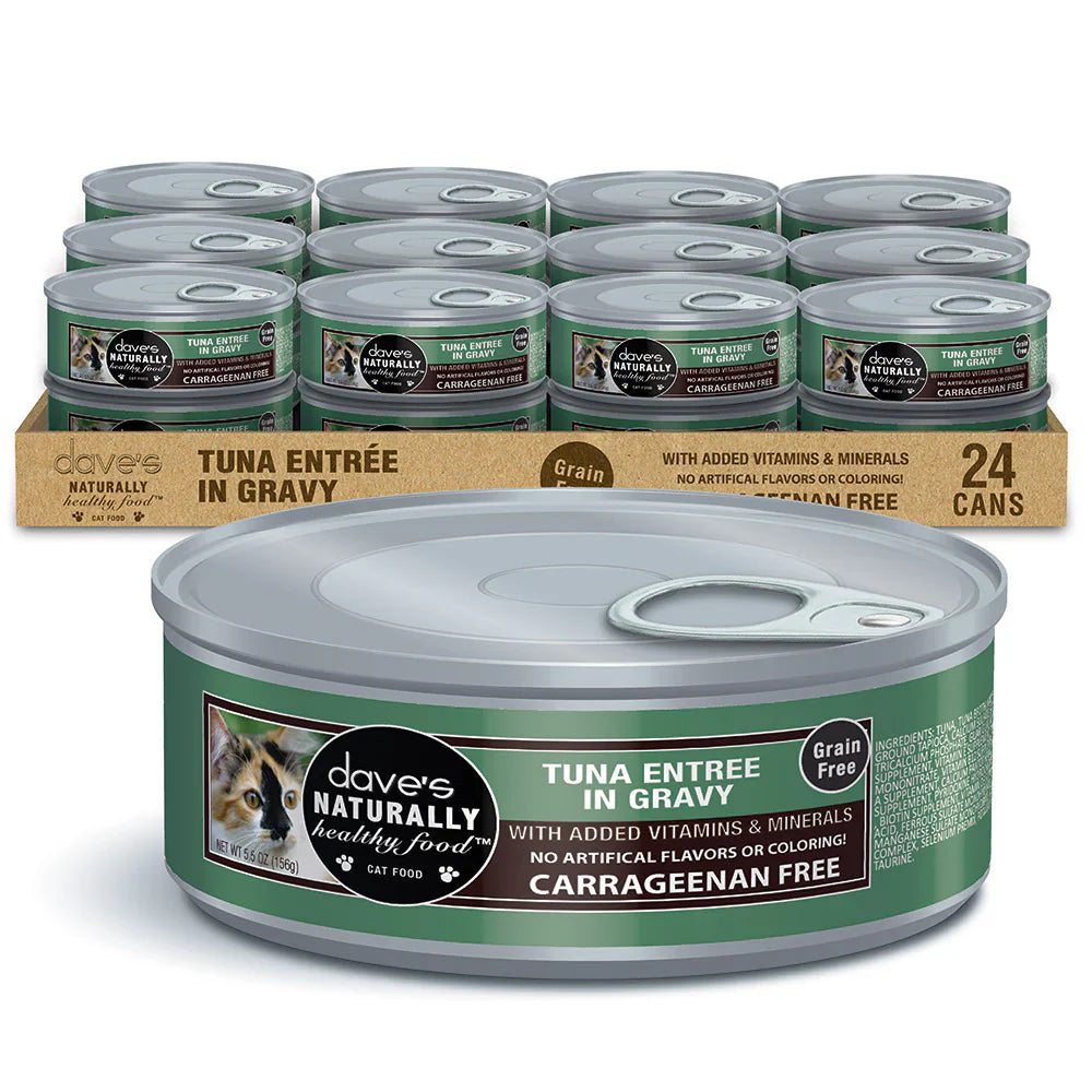 Daves Naturally Healthy Grain Free Tuna Entre in Gravy Wet Cat Food (5.5oz)