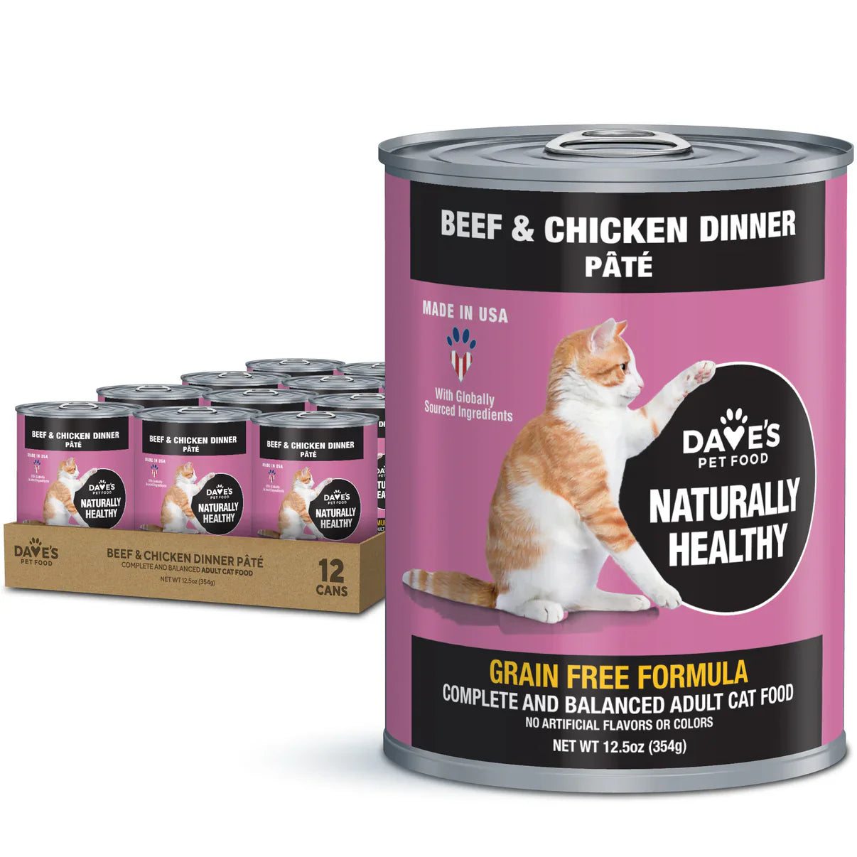 Daves Naturally Healthy Beef & Chicken Dinner Pat Wet Cat Food (12.5oz)