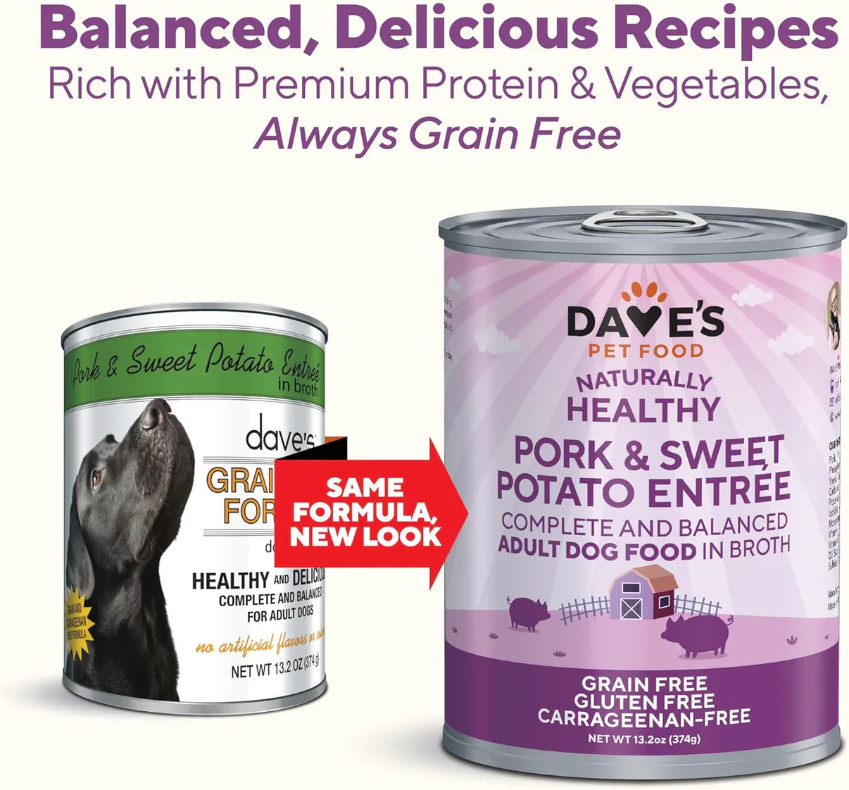 Daves Grain Free Pork & Sweet Potato Entre For Dogs (13.2oz)
