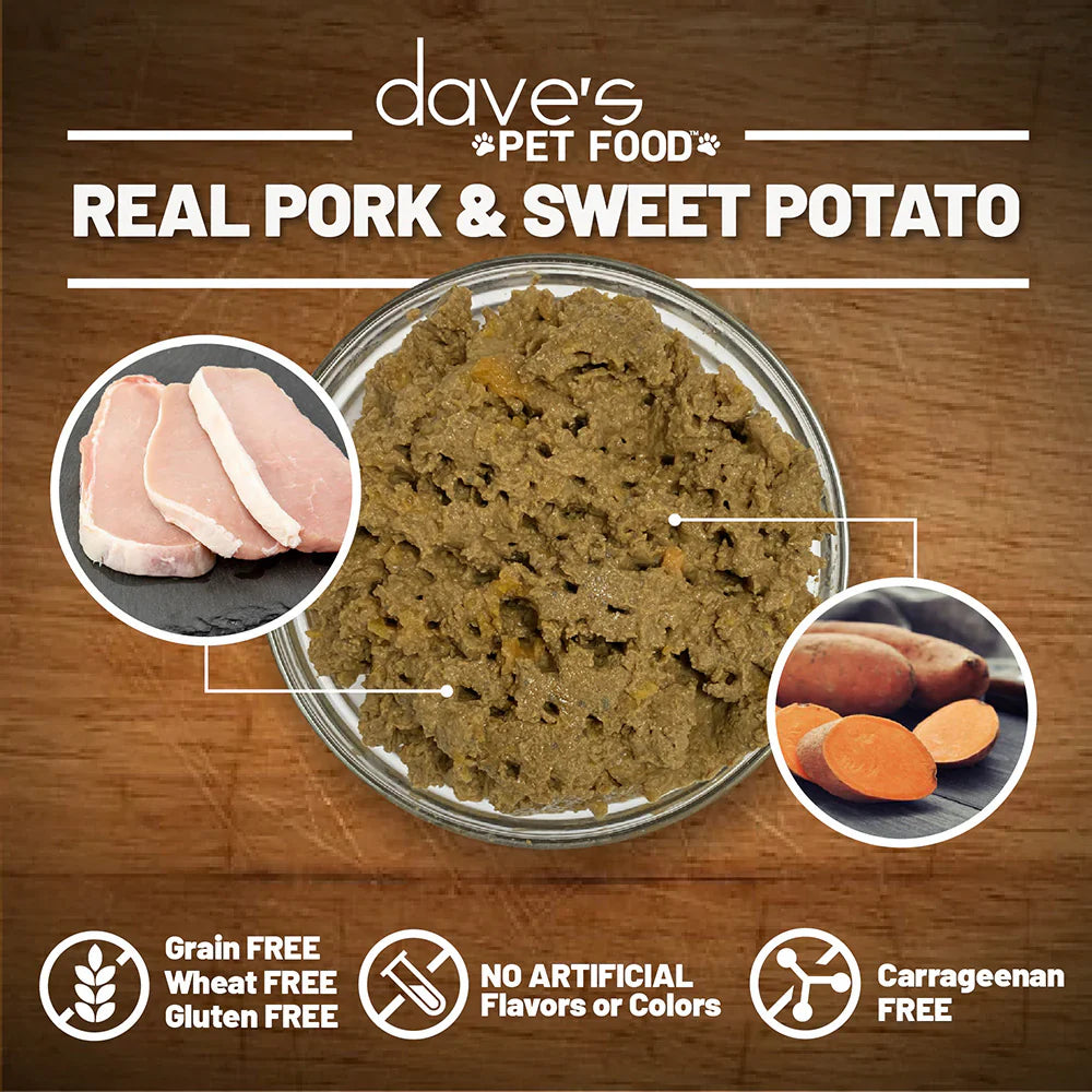 Daves Grain Free Pork & Sweet Potato Entre For Dogs (13.2oz)