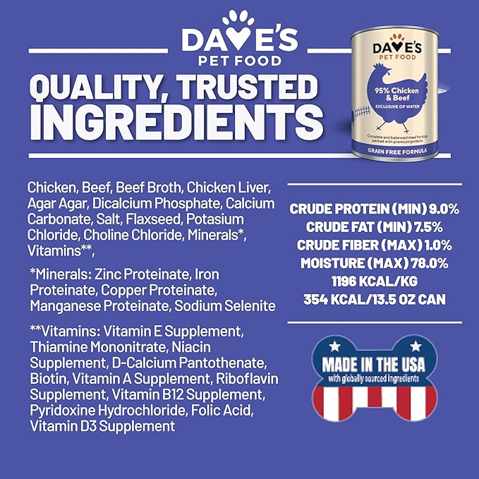 Daves 95% Premium Meats Chicken & Beef For Dogs (13oz)