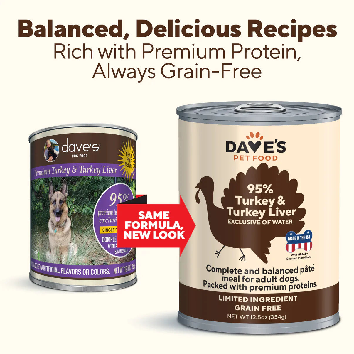 Daves 95% Premium Meats Turkey & Turkey Liver For Dogs (12.5oz)