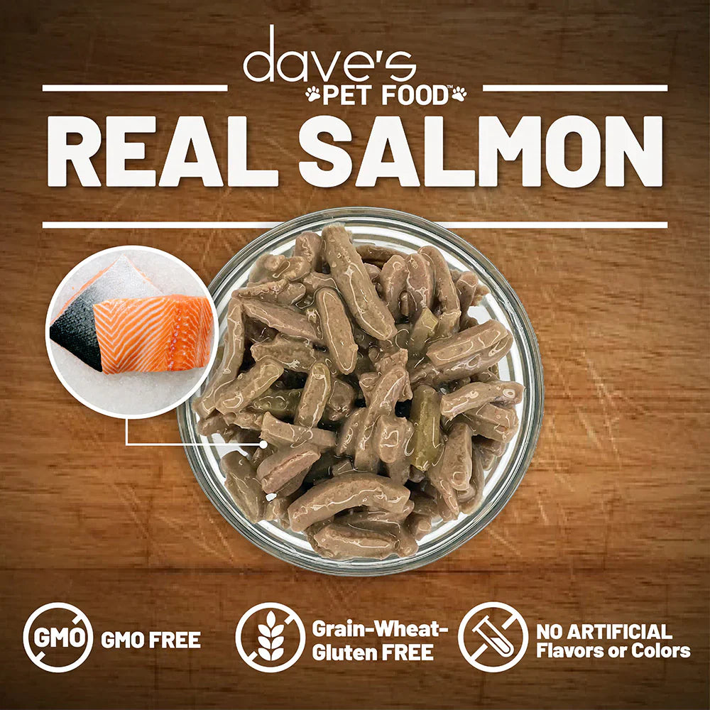 Daves Naturally Healthy Grain Free Shredded Salmon Dinner in Gravy Wet Cat Food (5.5oz)