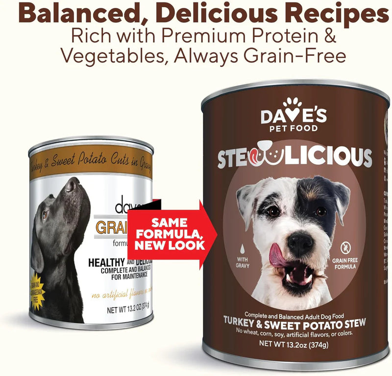 Daves Stewlicious Turkey & Sweet Potato Cuts in Gravy For Dogs (13.2oz)