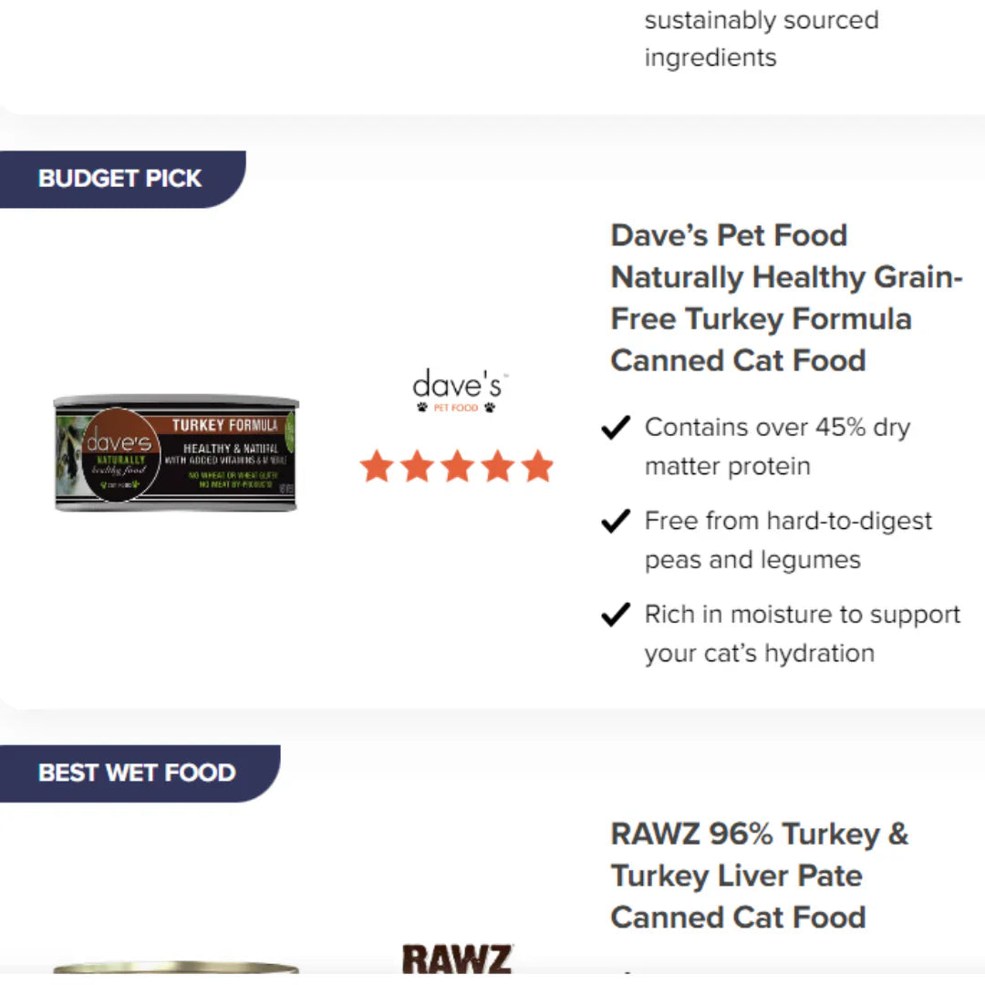 Daves Naturally Healthy Grain Free Turkey Formula Wet Cat Food (5.5oz)
