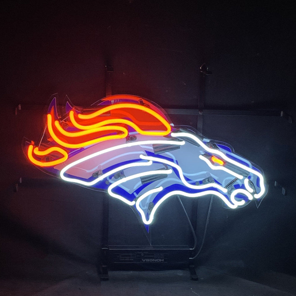 Denver Broncos Horse Logo Real Glass Neon Sign