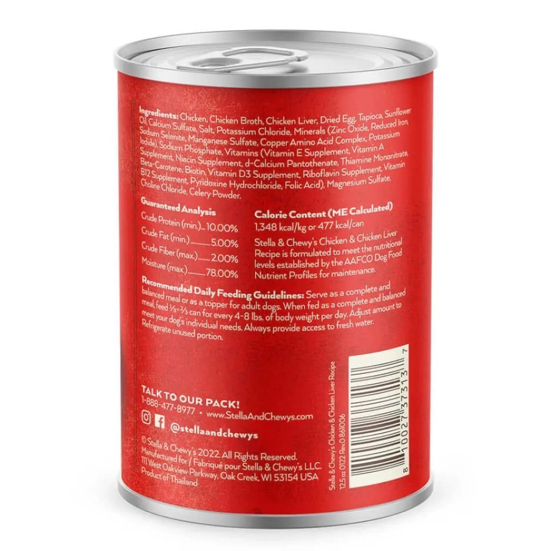 Stella & Chewys Gourmet Pate Chicken and Chicken Liver Dog Food (12.5oz)