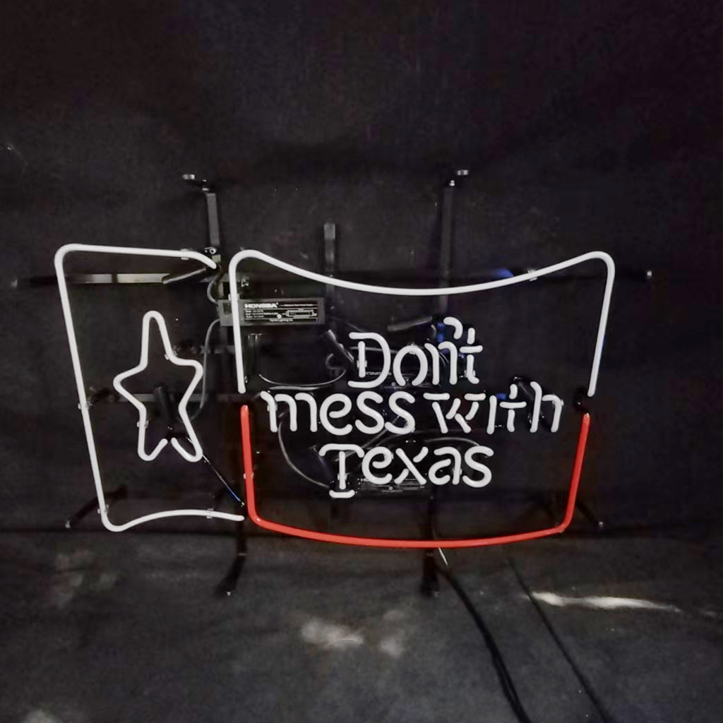 Don't Mess with Texas Lone Star Beer Real Glass Neon Sign