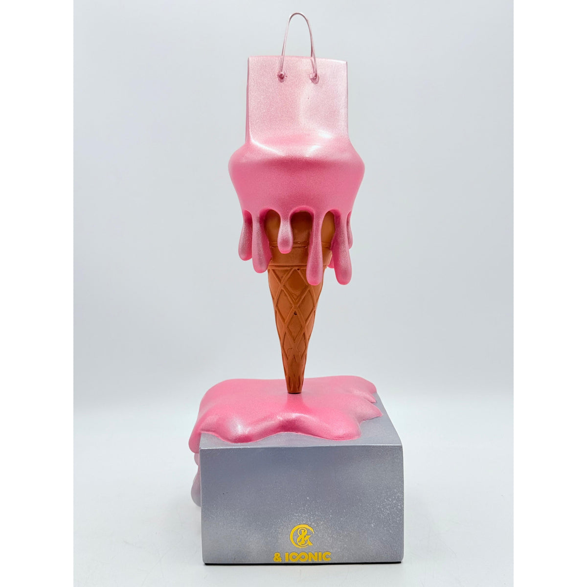 And Iconic Melty Bag Sculpture Metallic Pink and Grey Style