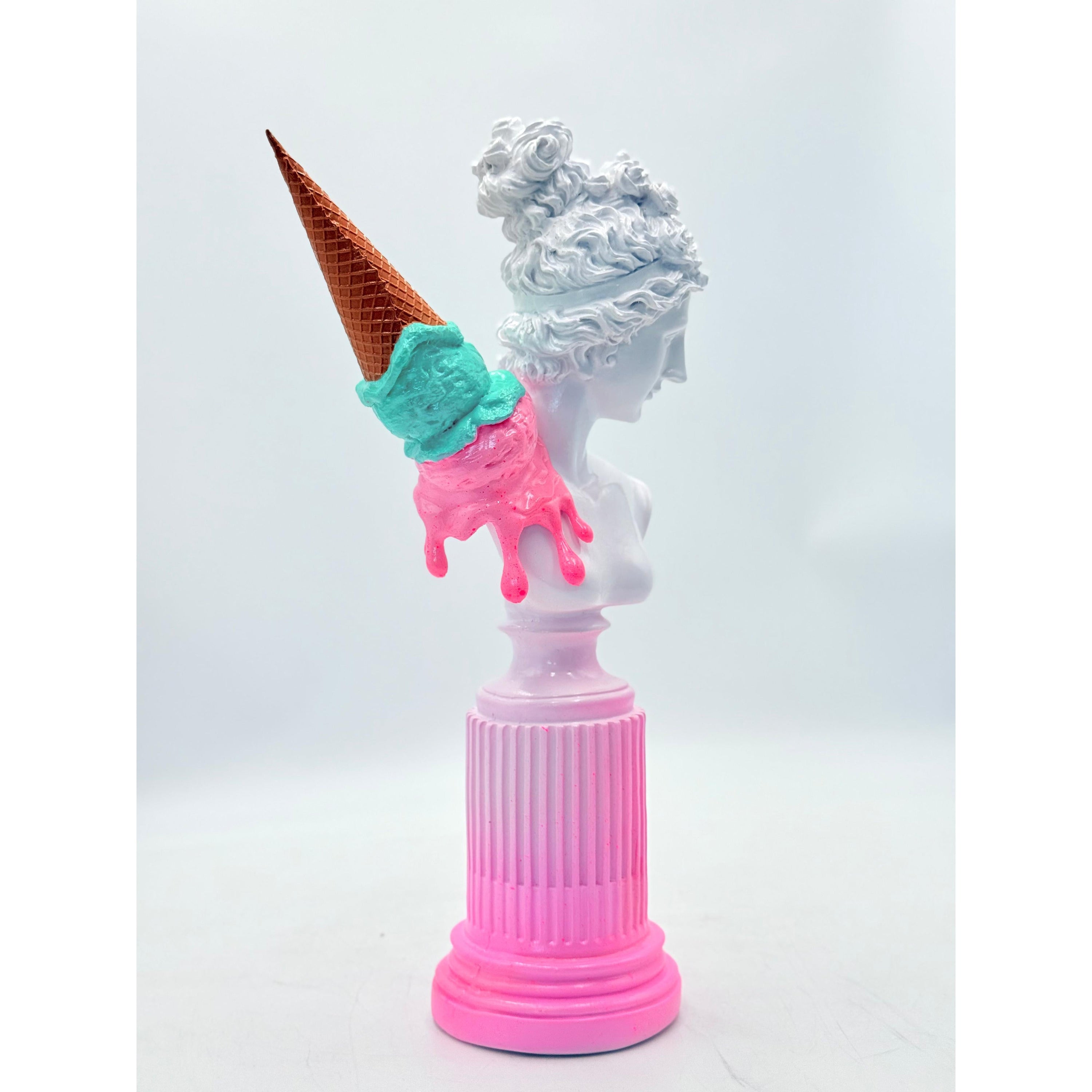 Venus Ice Cream Sculpture - Pink & Blue Gelato Edition Cream; Pink Playful Art Decor Sculpture image 3 - HT Animal Supply