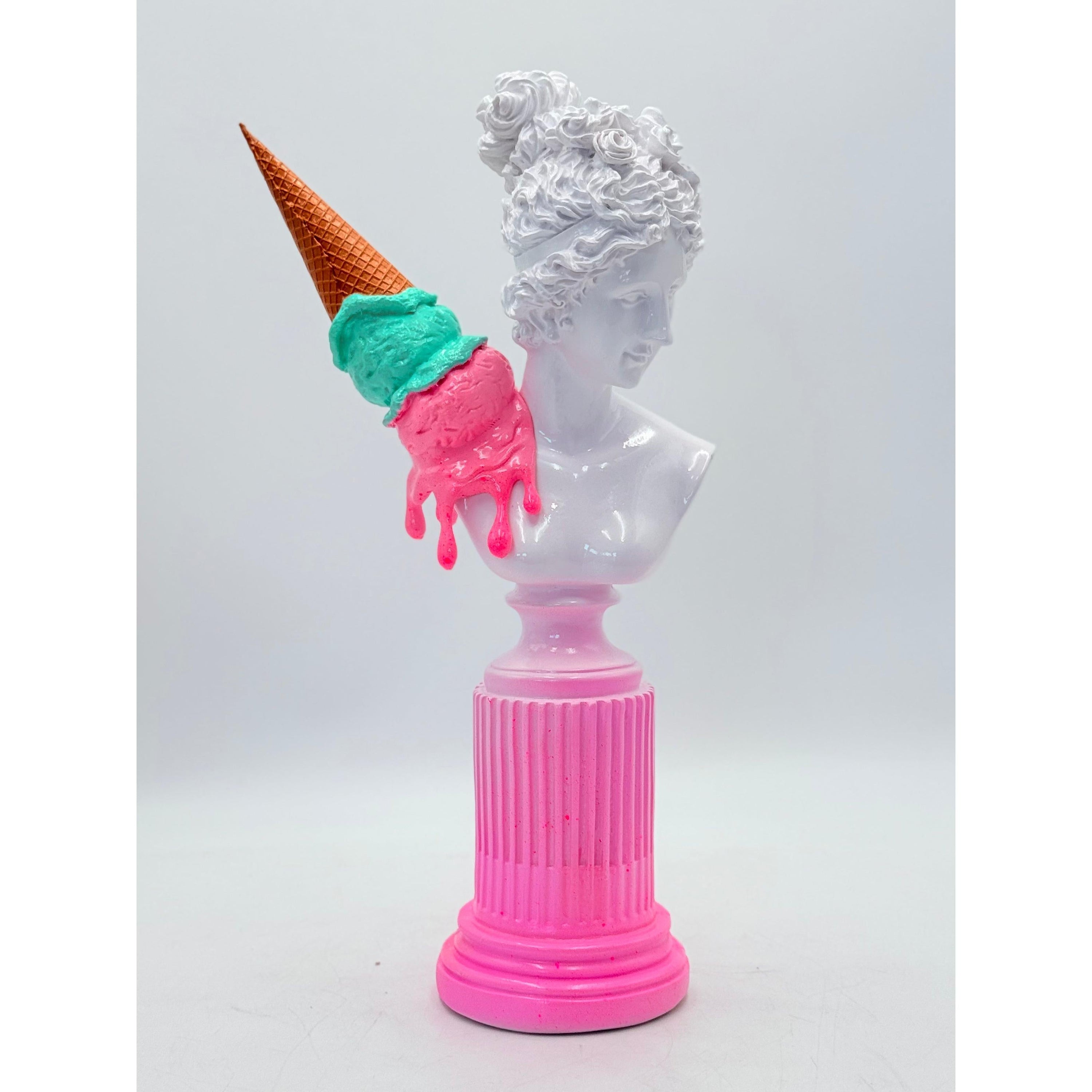 Venus Ice Cream Sculpture - Pink & Blue Gelato Edition Cream; Pink Playful Art Decor Sculpture image 5 - HT Animal Supply