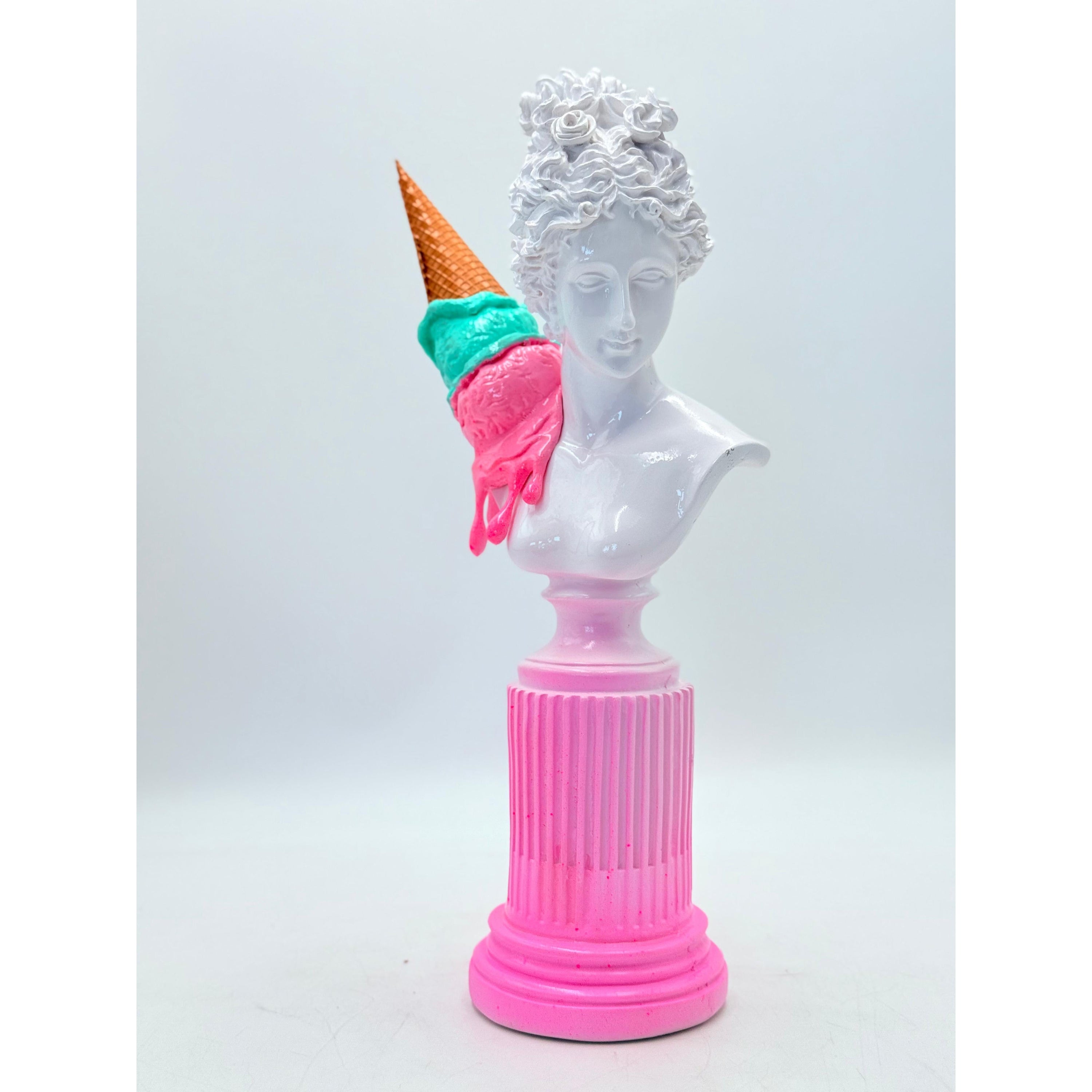 Venus Ice Cream Sculpture - Pink & Blue Gelato Edition Cream; Pink Playful Art Decor Sculpture image 2 - HT Animal Supply