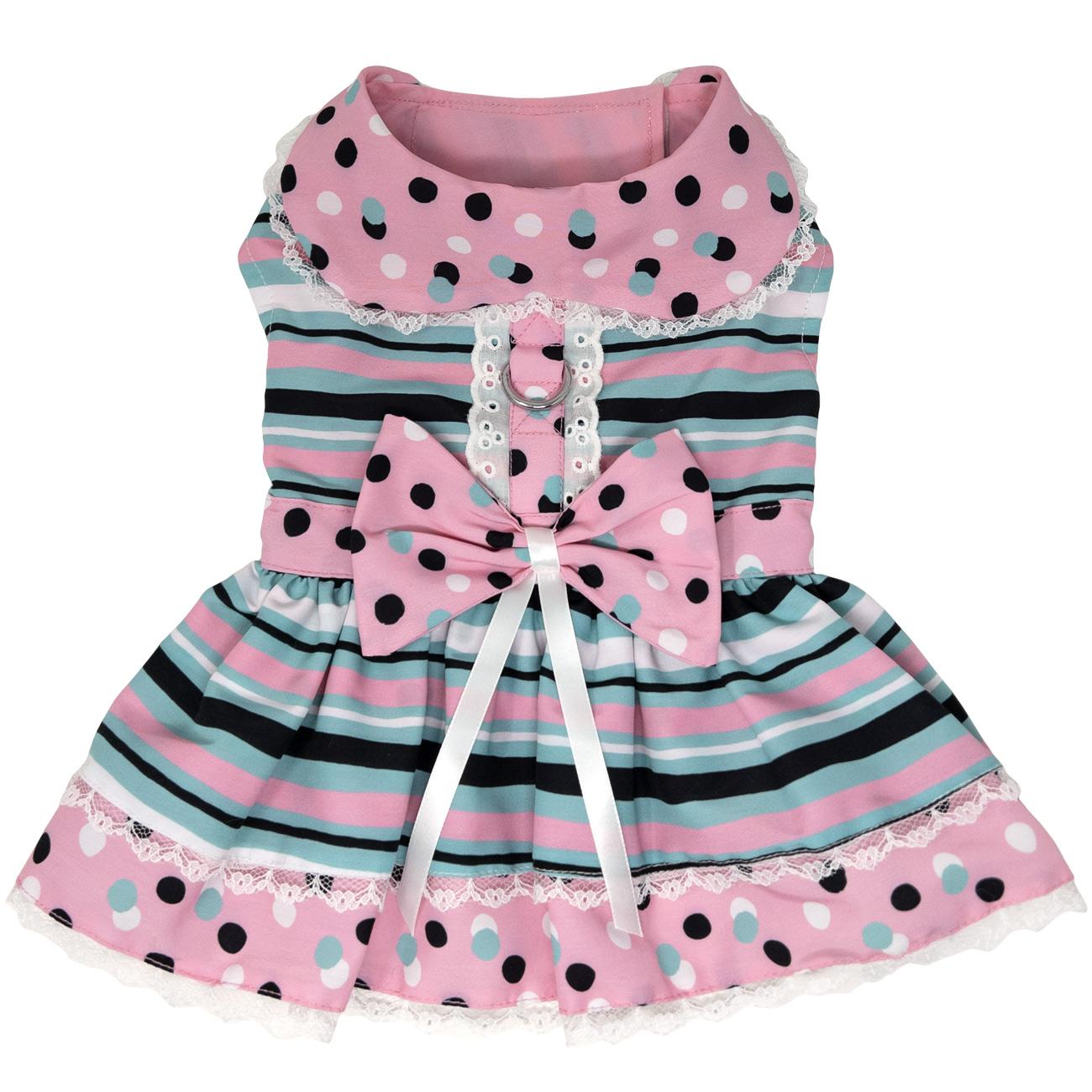 Dots & Stripes Harness Dress - Pink & Teal