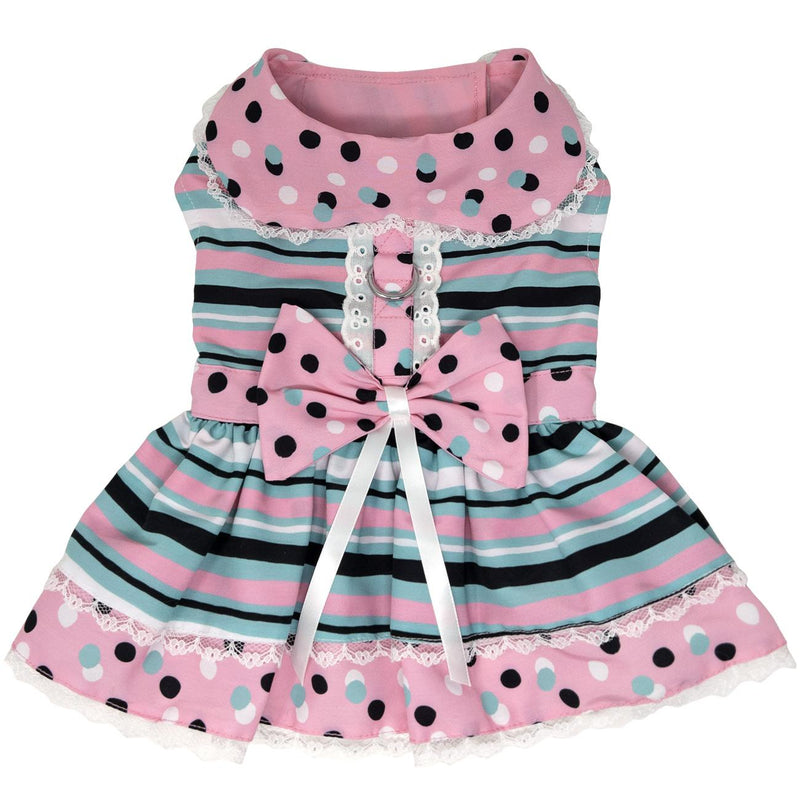 Dots & Stripes Harness Dress - Pink & Teal