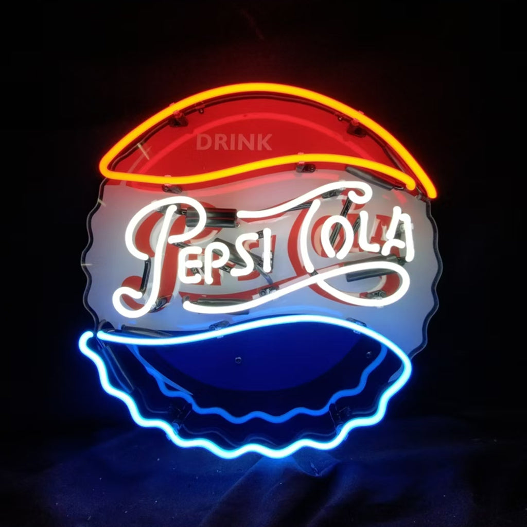 Pepsi-Cola Classic Logo Real Glass Neon Sign