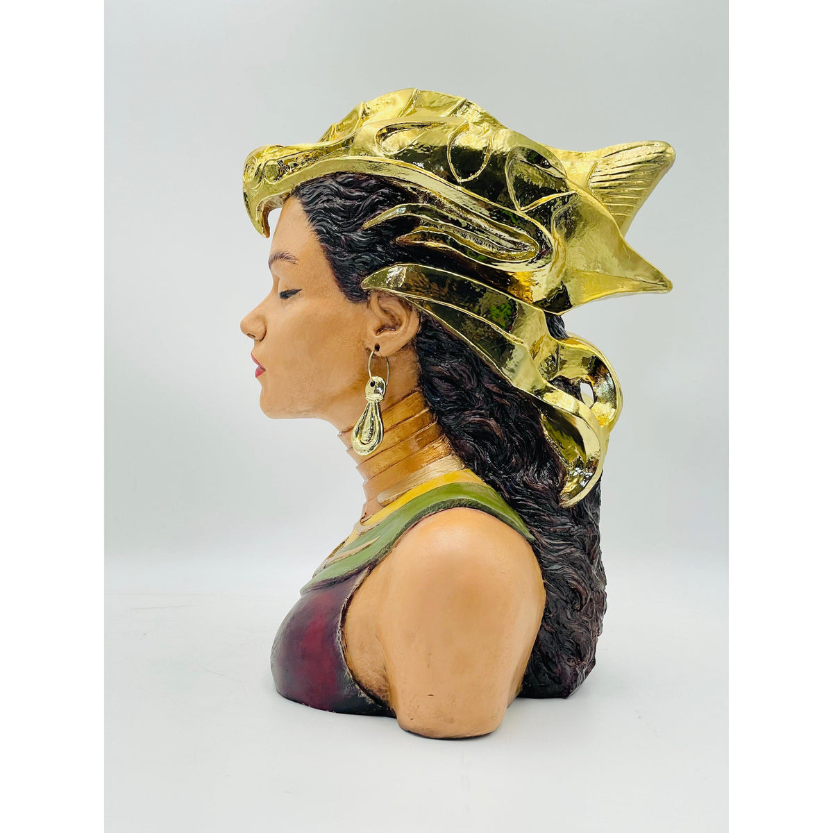 And Iconic Dryope Sculpture Gold Chrome Helmet