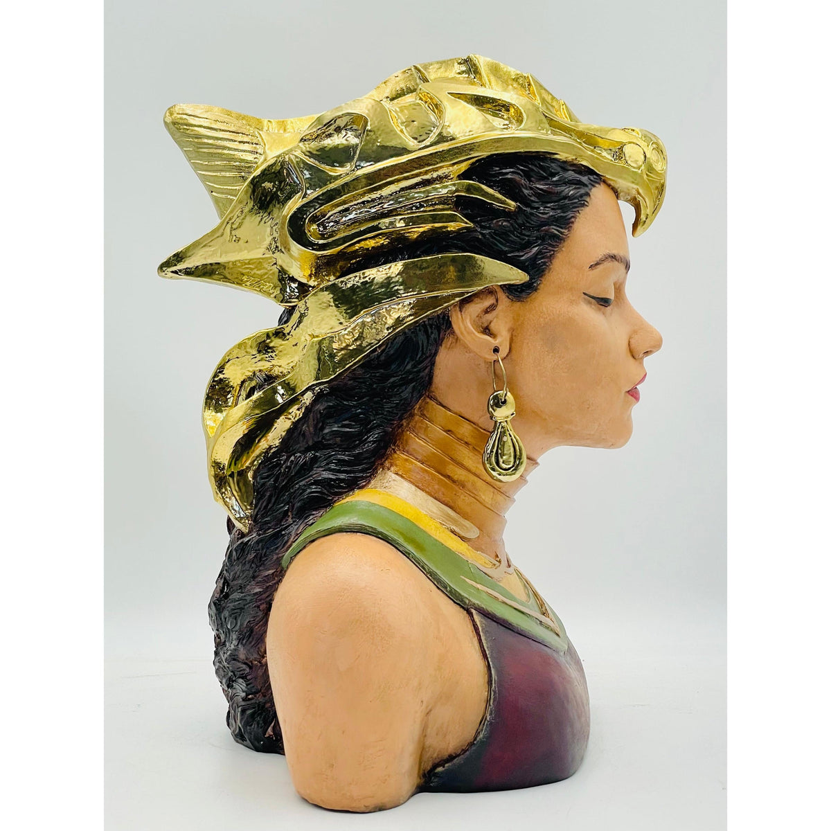 And Iconic Dryope Sculpture Gold Chrome Helmet