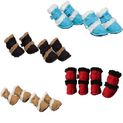 'Duggz' 3M Insulated Winter Fashion Dog Shoes Booties - Set of 4 (Black)
