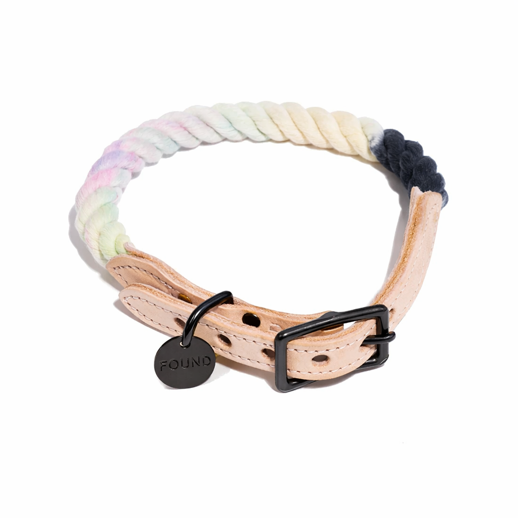 Dusk Ombre Cotton Rope Cat & Dog Collar – Matte Black Hardware