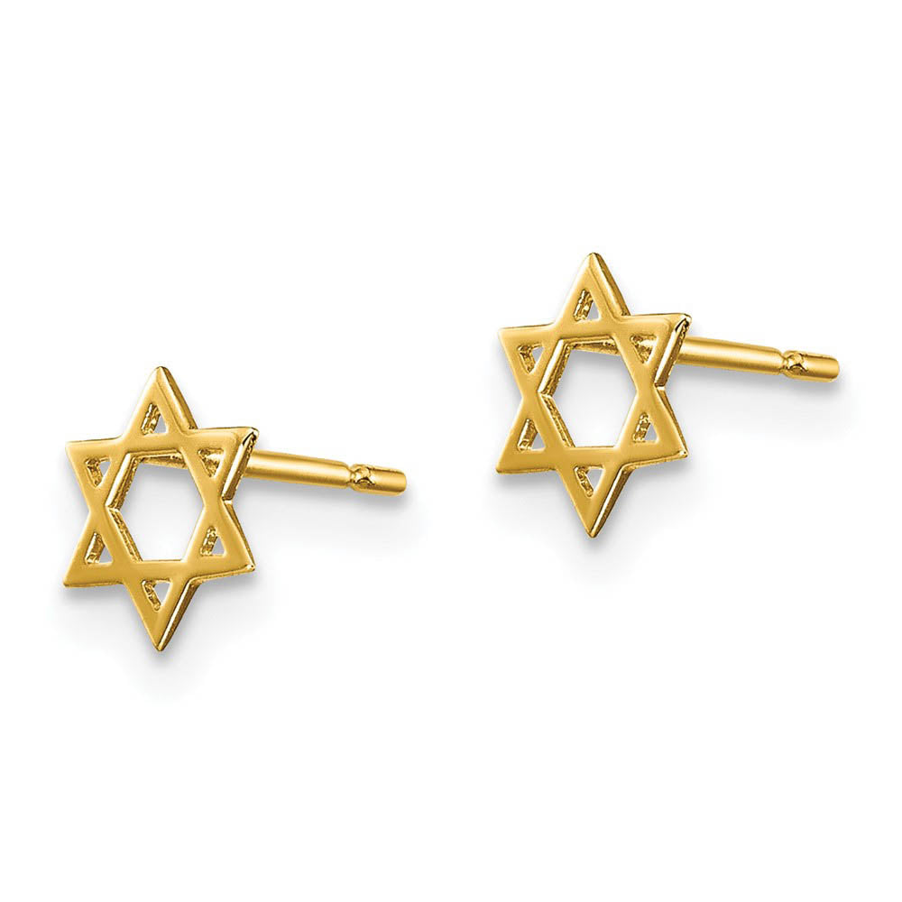 Kids 5mm Childs Star of David Post Earrings in 14k Yellow Gold