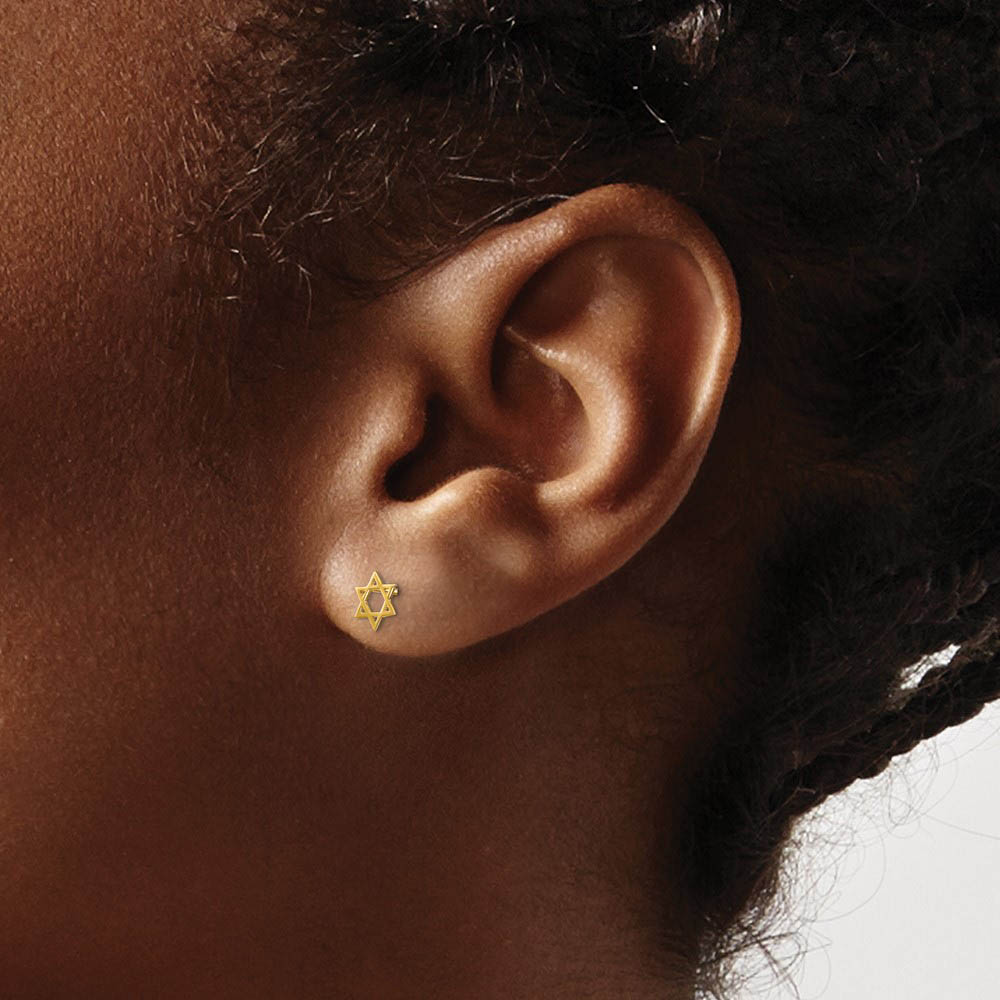 Kids 5mm Childs Star of David Post Earrings in 14k Yellow Gold