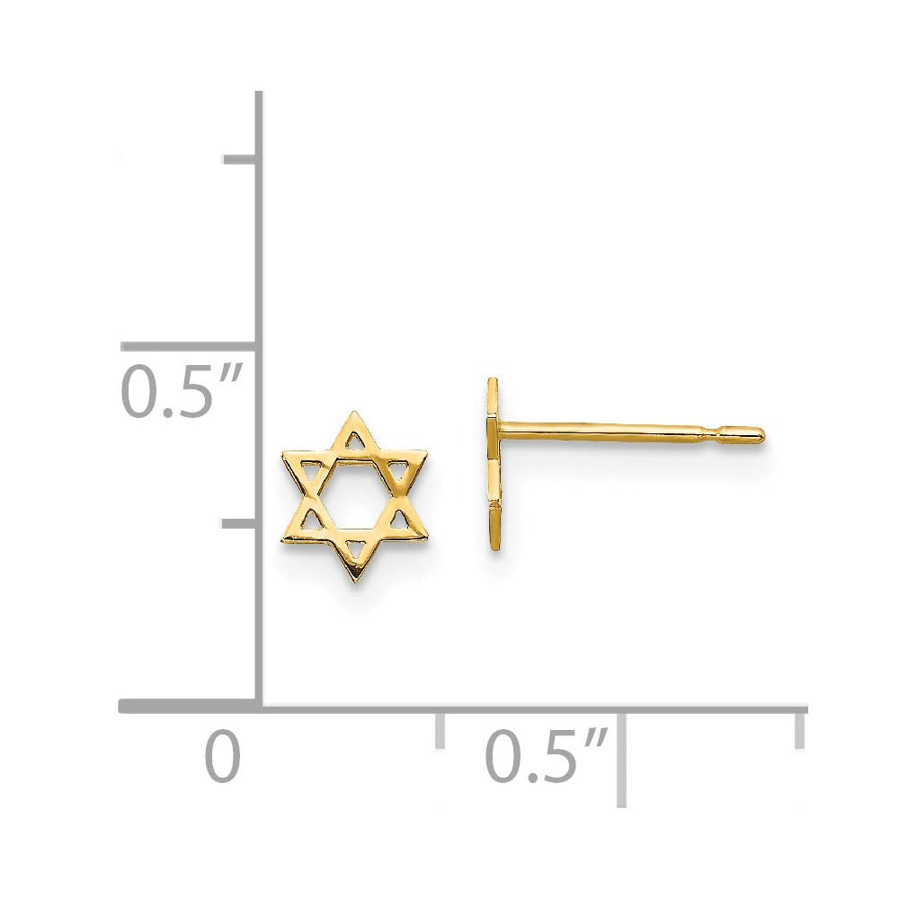 Kids 5mm Childs Star of David Post Earrings in 14k Yellow Gold