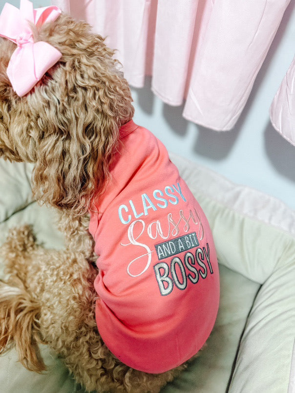 Parisian Pet Classy, Sassy, & a Bit Bossy Dog T-Shirt-Pink